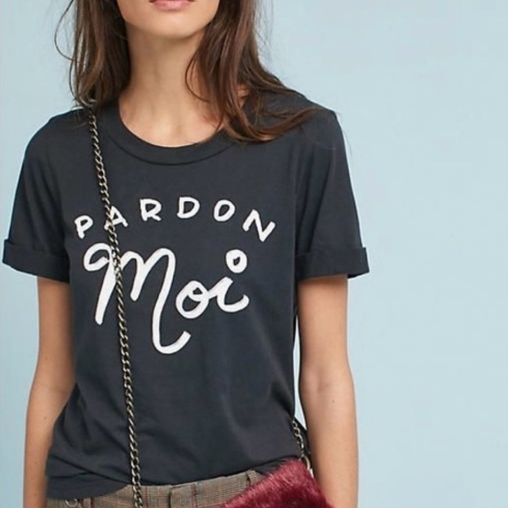 Sol Angeles Black 'Pardon Moi' Tee Medium New w/Tags
